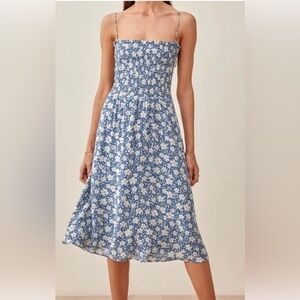 Reformation Blue Floral Sable Dress Medium EUC